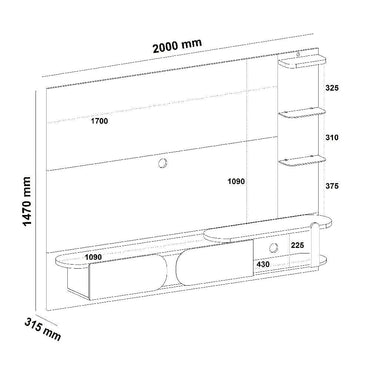 Panel Mueble de TV 70" Luxury Bertolini Incluye Soporte Blanco con Pino - VIRTUAL MUEBLES