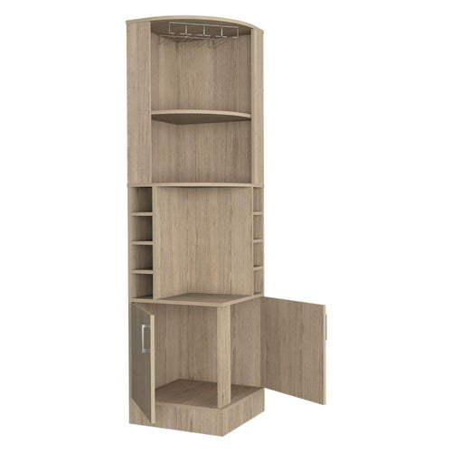 Bar Esquinero Ascher, Beige, con Dos Puertas y Porta Copas