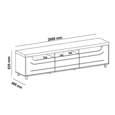 Mueble TV 75" Mercury De 200 cm Color Roble Y Grafito